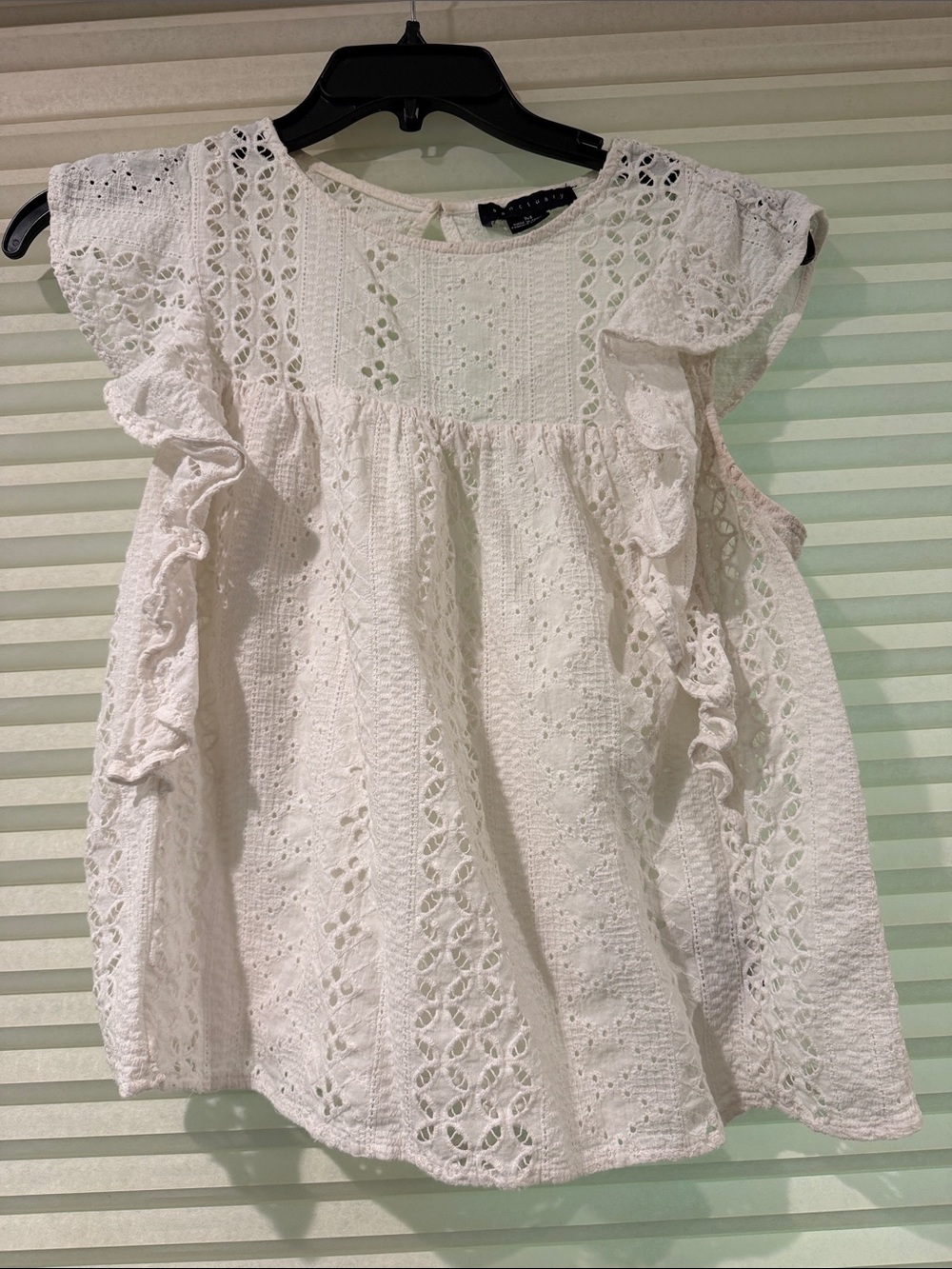 Sanctuary White Eyelet Ruffle Cap-Sleeve Top